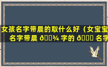 女孩名字带晨的取什么好（女宝宝名字带晨 🌾 字的 🍀 名字）